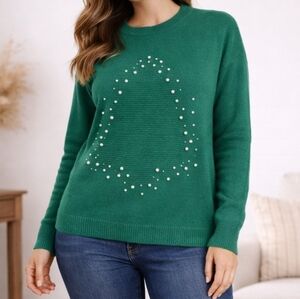 Staccato Teal Pearl-Accented Sweater
